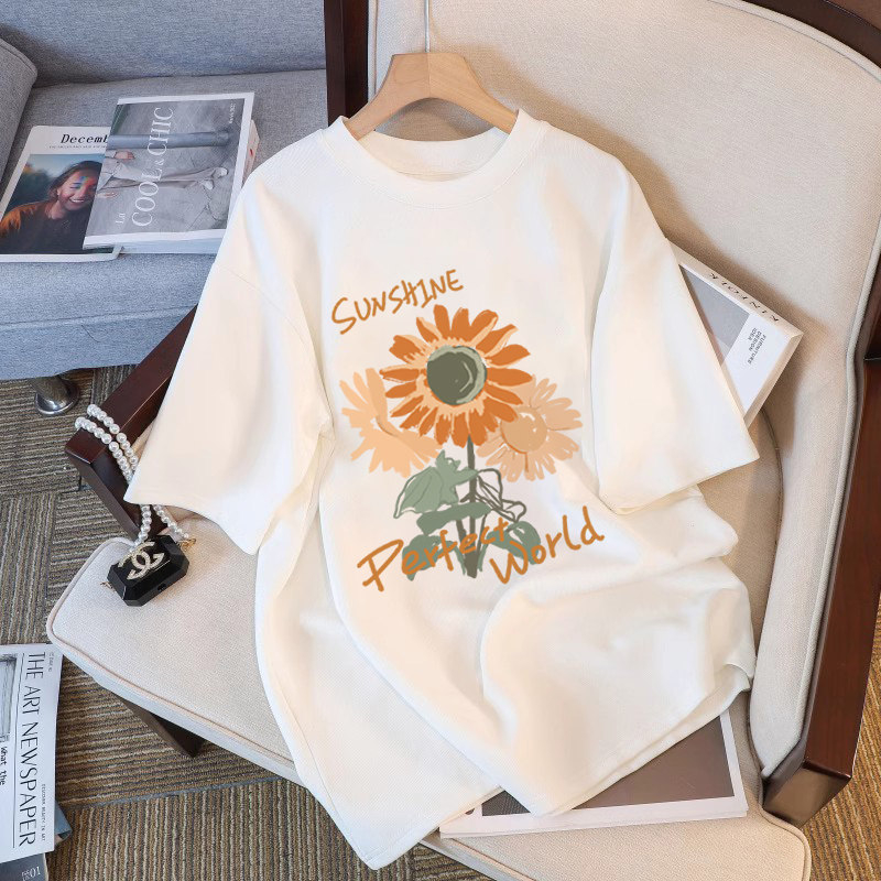 Top.street เสื้อยืดoversize เสื้อสีขาว 'Spring flower' tshirt ผ้าCotton100% โคตรนุ่ม เสื้อน่ารัก เสื้อยืดคอกลมแฟชั่น