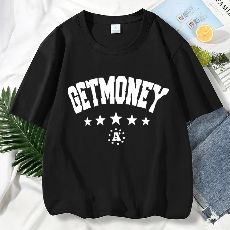 เทรนด์สตรีทลมสีดำและสีขาวจับคู่เสื้อยืดผ้าฝ้าย 100% ลำลองแขนสั้น M-2XL จัดส่งที่รวดเร็ว
