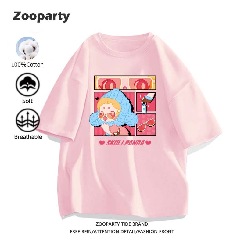 เสื้อยืด Popmart ผ้าฝ้ายแท้ แฟชั่น แนวโน้ม คอกลม เสื้อเชิ้ตผู้หญิง หลวมและสะดวกสบาย ระบายอากาศได้(ส่งเร็ว จัดส่งจากไทย)