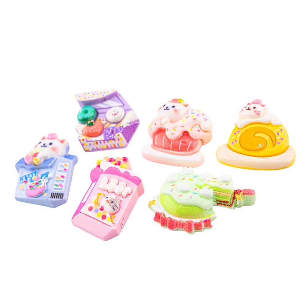 ส่งจากไทย☁️ RS499 ᵕ̈  เรซิ่น ขนมรูปแมว Size M สำหรับตกแต่งโทรศัพท์ กระจก เคสยาดม พวงกุญแจ [แพค 6 ชิ้