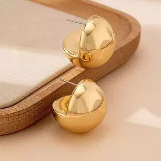 ต่างหูทอง earring ตุ้มหูห่วง ประเภทลูกบอล ต่างหูห่วง หรูหรา jewelry accessories สําหรับผู้หญิง สําหรับผู้หญิง 92.5%เข็มเ