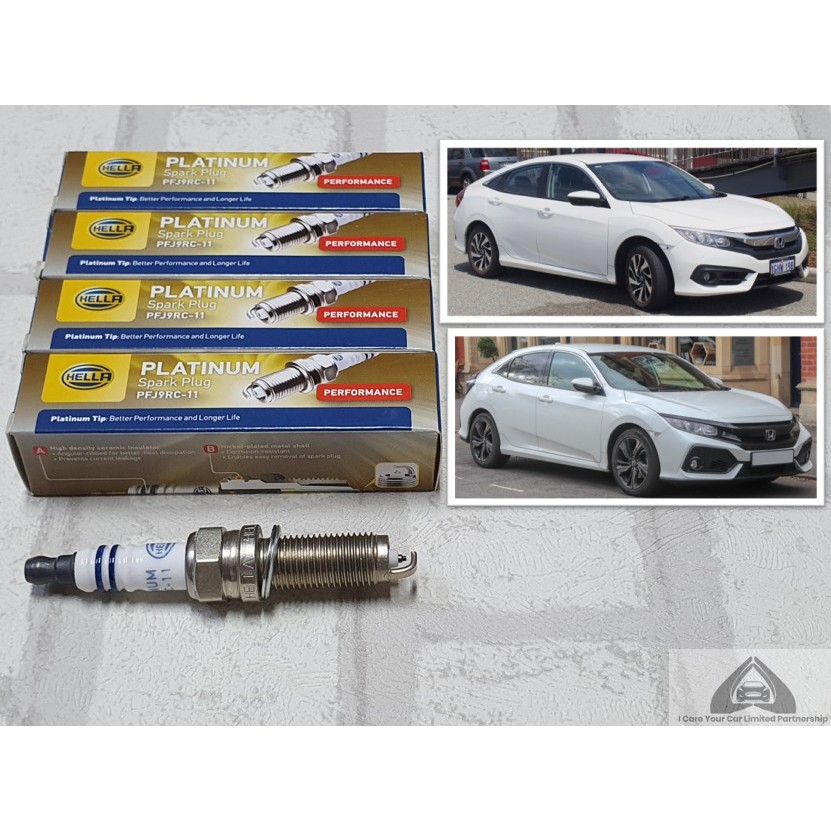 หัวเทียน แพลทตินัม Honda Civic FC ( 2016 - 2021 ) ชุด 4 หัว : Hella PFJ9RC-11 / PNF9RC-11