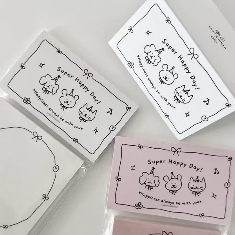 🎀🧁พร้อมส่ง!หัวการ์ดกระดาษ แพค20ชิ้น ลายการ์ตูนน้องหมา สีขาว ชมพู ป้ายแท็กสินค้า