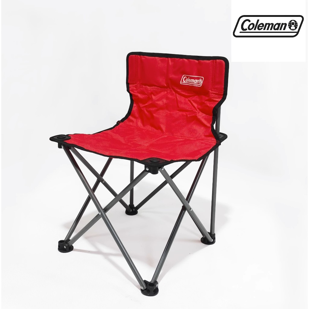 Coleman เก้าอี้พับพกพา มีพนักพิง ใช้แคมป์ปิ้ง นั่งตกปลา นั่งชายหาดสีแดง