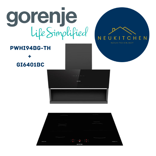 Gorenje เครื่องดูดควัน PWHI94BG-TH + เตาอินดักชั่น GI6401BC (PWHI94BG-TH+GI6401BC)