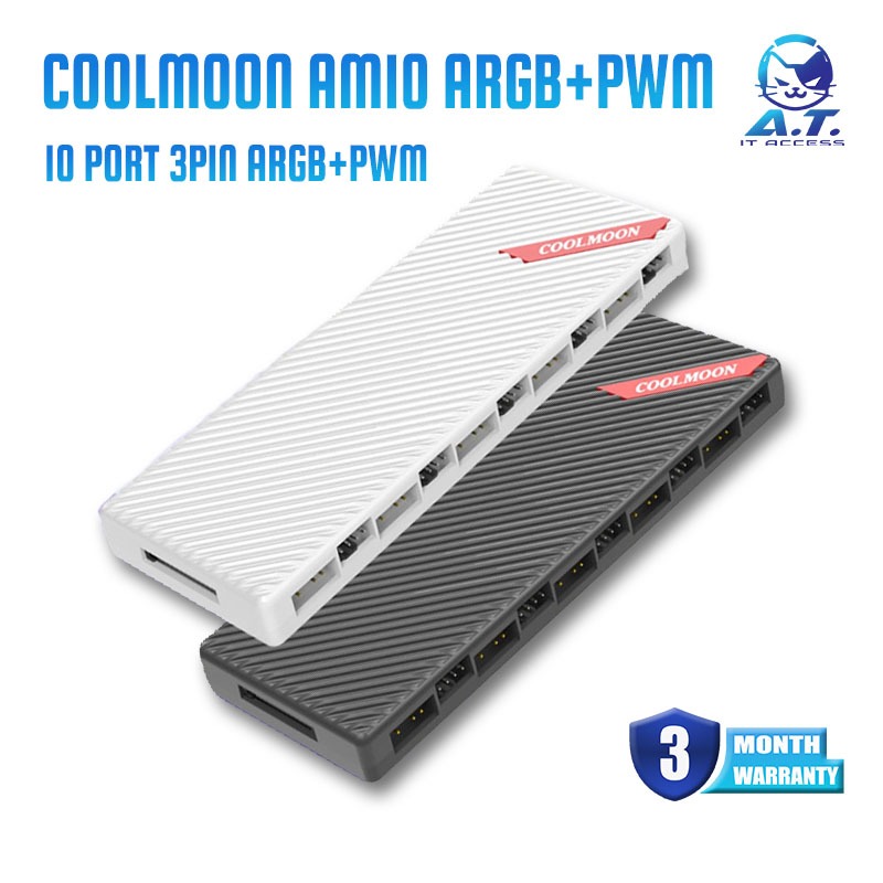 COOLMOON AM10 ARGB+PWM Dual 10 Ports Temperature Control Splitter Case Fan 5V3Pin + 4PIN PWM HUB