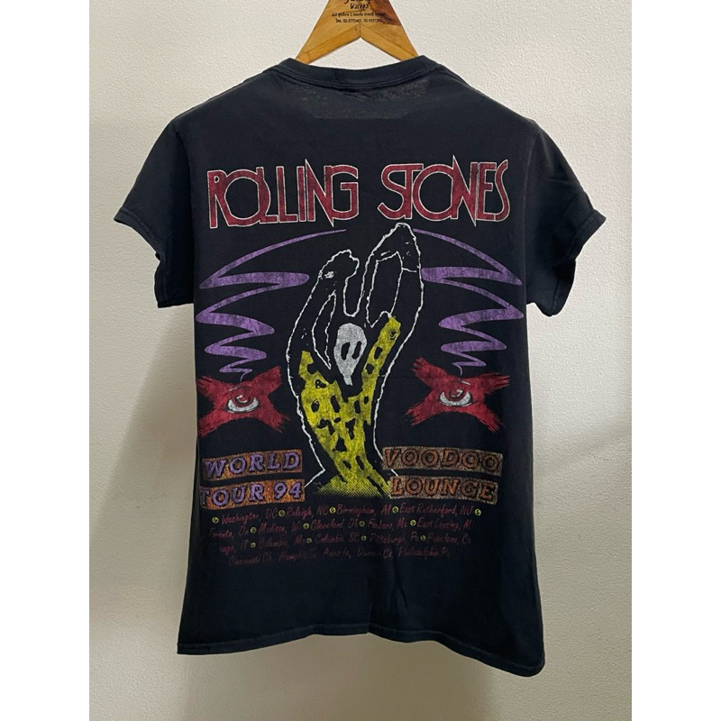 เสื้อยืดมือ 2 Rolling Stones voodoo lounge 1994 tour merch ตำหนิรูที่แขน สกรีนแน่นๆ หน้า-หลัง ผ้าสีเ