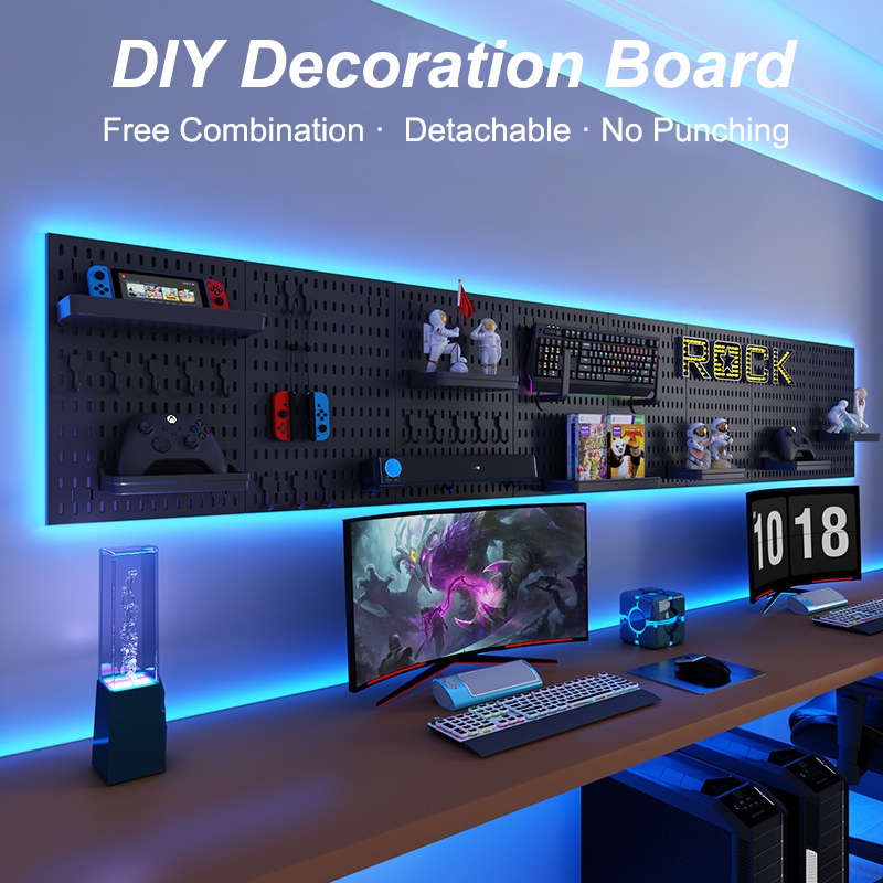 GooBoo DIY pegboard กระดานเจาะรู ติด ห้อย แขวน ตกแต่งห้อง เพิ่มฟังก์ชันเก็บของ ไม่ต้องเจาะผนัง