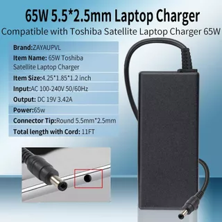 อะแดปเตอร์โน๊ตบุ๊ค TOSHIBA 19V3.42A(65W)หัวขนาด 5.5*2.5mm พร้อมสายไฟAC Laptop Power Notebook Adapter
