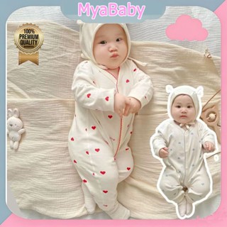 MyaBaby 🔥บอดี้สูทเด็กคลุมมือคลุมเท้า ชุดนอนเด็กอ่อน ชุดเด็กผ…