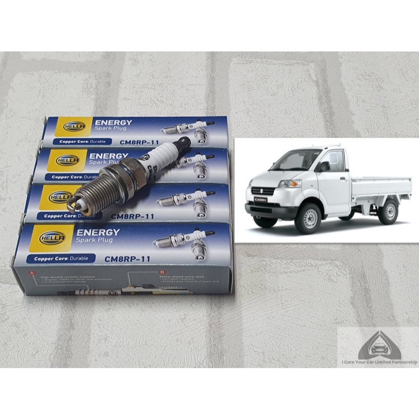 หัวเทียน Suzuki Carry ( 2007 - 2018 ) รุ่น 1.6 ขั้วนิคเกิ้ล ชุด 4 หัว :  Hella CM8RP-11
