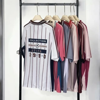 Atipashop - JERSEY OVERSIZE T-SHIRT เสื้อยืด คอปก ทรงโอเวอร์ไซส์ คอวี ทรงสปอร์ต