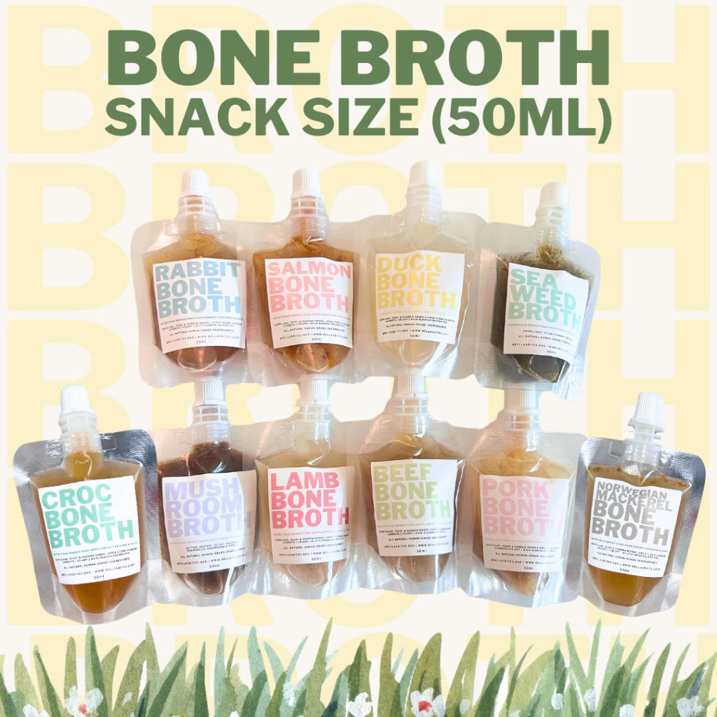 ซุปกระดูกขนาดจิ๋ว เคี่ยวนาน 24 ชม อาหารเสริมหมาแมว Bella's Bites Snack Size Bone Broth 50ml