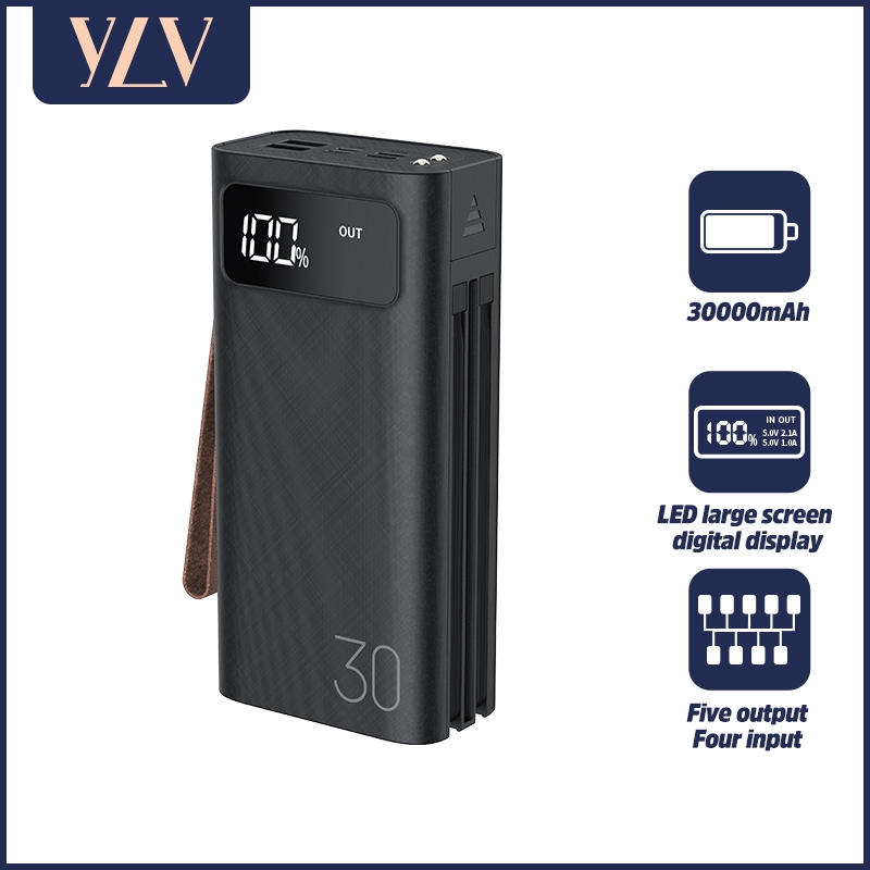 KIVEE Power Bank 30000mAh แบตเตอรี่สำรองความจุขนาดใหญ่พร้อมไฟ LED สามารถชาร์จอุปกรณ์ได้ 5 เครื่องพร้