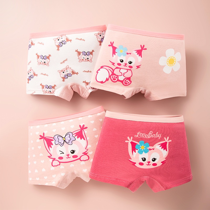 กางเกงในขาสั้น กางเกงในเด็กหญิง 4 ชิ้น ผ้าฝ้าย ใส่สบาย ลายการ์ตูน พร้อมส่ง #80006 - รูปที่ 3