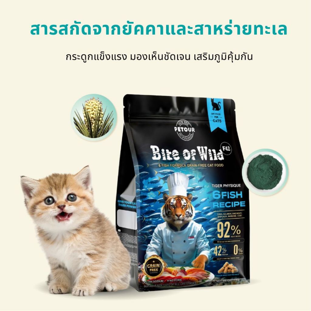 [LIVE] Bite Of Wild F42 ซอง 3กก สูตรปลา 6 ชนิด ปราศจากธัญพืช สำหรับแมวทุกช่วงวัย - รูปที่ 7