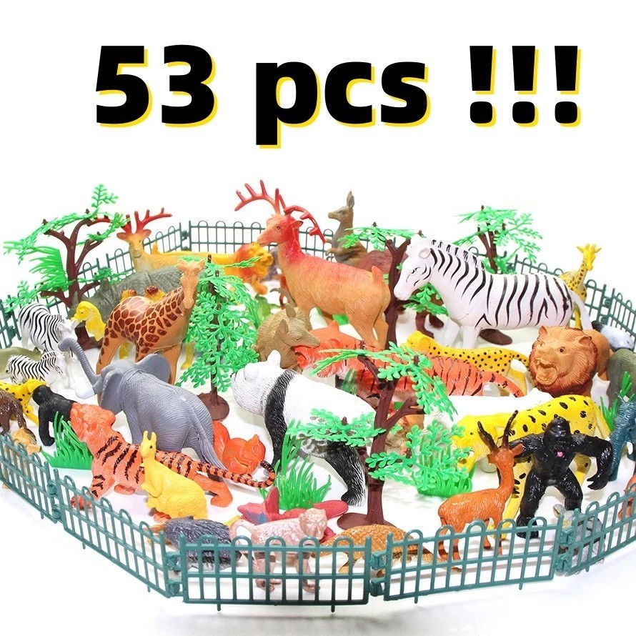 53 ตัว💥ชุดโมเดลสัตว์ จำนวน ของเล่นเด็ก ชุดเซ็ตโมเดลสวนสัตว์ ของเล่นจำลอเสริมสร้างจินตนาการเด็ก ของเล