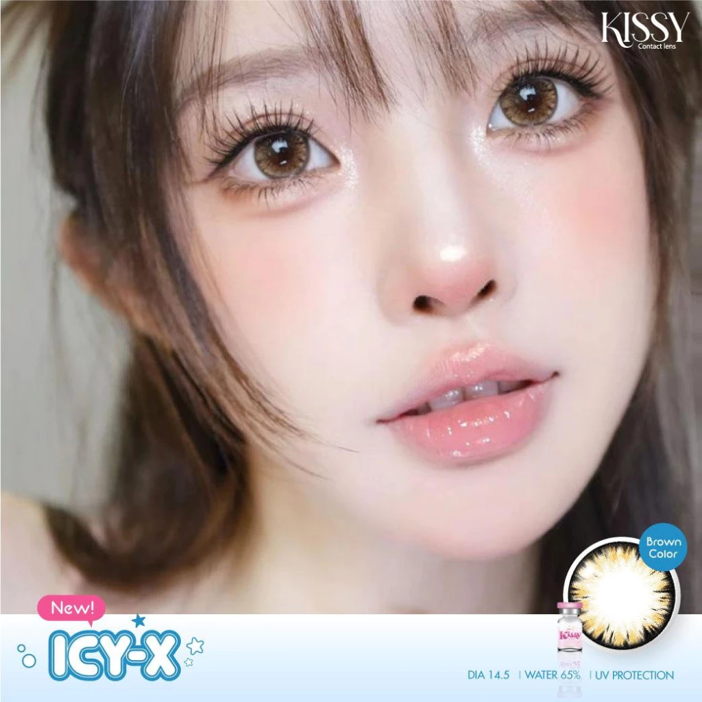 🔥คอนแทคเลนส์ ✨ขนาดบิ๊กอาย โตมาก✨ Icy-X (Rozelens / Kissylens) ✨ Brown / Gray / Black