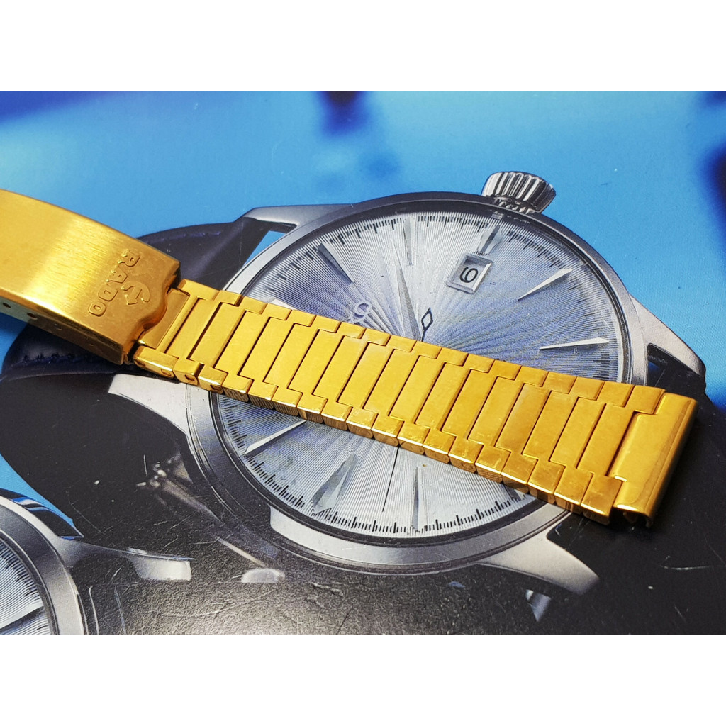 สายนาฬิกา สาย rado 14mm (รุ่นเก่า) สาย Jubilee หัวตรง ของแท้ สีทอง เก่าเก็บ