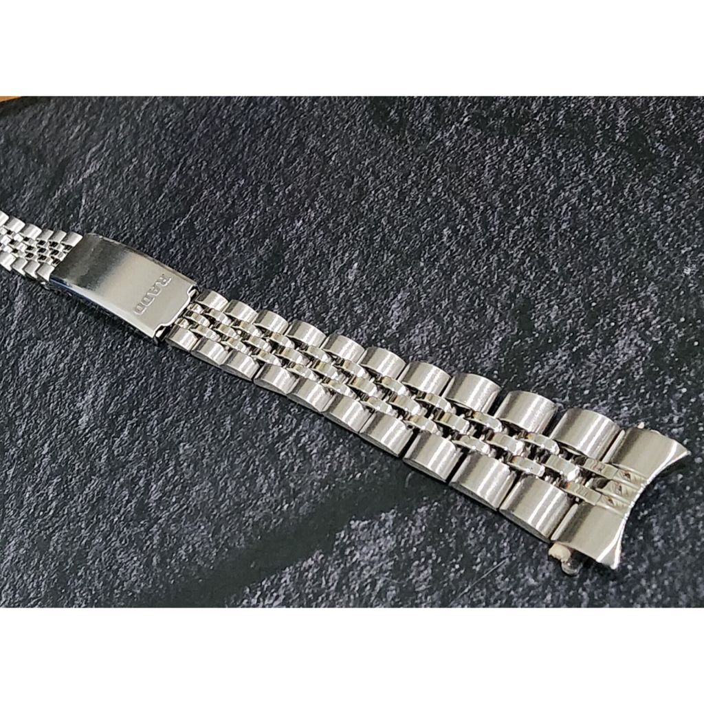 สายนาฬิกา สาย rado 14mm (รุ่นเก่า) สาย Jubilee หัวโค้ง ของแท้ สีเงิน เก่าเก็บ