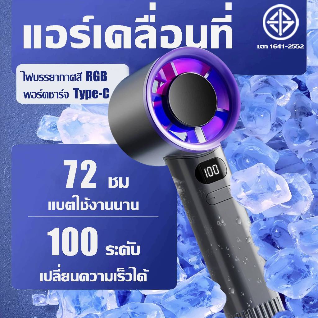 🥶ไม่เย็นคืนได้เลย🥶พัดลมพกพา พัดลมมือถือ พัดลม usb ความเร็วสูง ทํางานเงียบ ปรับระดับได้ 100 ระดับ จอแสดงผล LED Fan