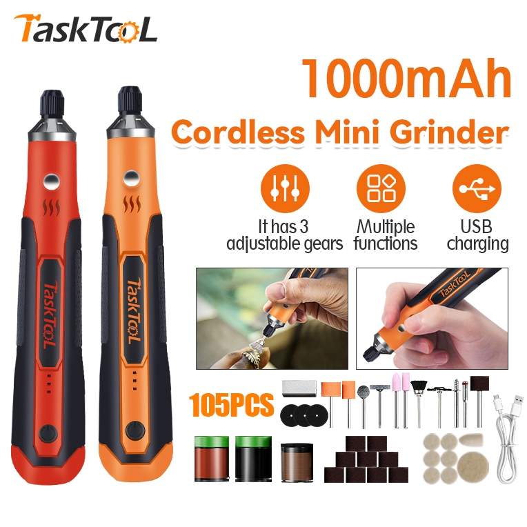 TASKTOOL เครื่องเจียร์ เครื่องเจียร์ mini ปรับความเร็วได้ อุปกรณ์เสริม 105 ชิ้น เครื่องเจียร์ไฟฟ้า เ