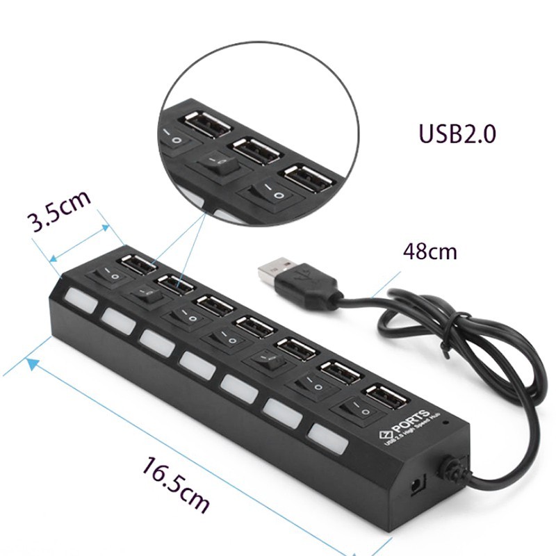 ตัวเพิ่มช่องUSB 2.0 HUB Combo Splitter 4 / 7 Port USB Switch High Speed ON / OFF Mini 2 In 1 ตัวอ่านข้อมูล - รูปที่ 5