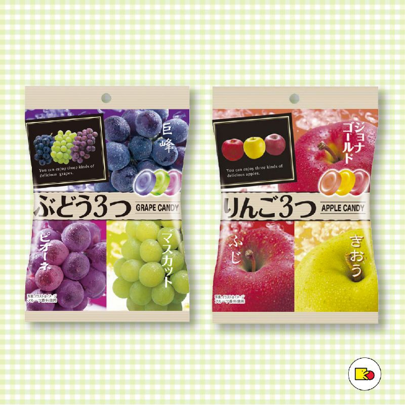 Pine - Assortment of 3 grape, apple kinds candy / ไพน์ - ลูกอมแอปเปิ้ล 3 พันธุ์ , ลูกอมองุ่น 3 พันธุ์ 75 g