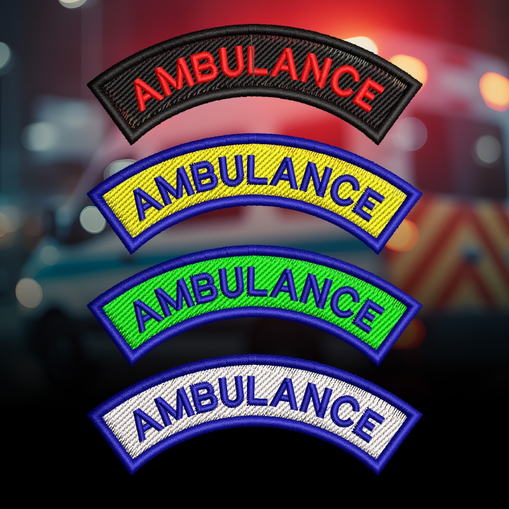อาร์มปัก อาร์มแขน กู้ชีพ กู้ภัย Ambulance 3x9 cm. ปักแน่น เน้นคุณภาพ คุ้มราคา