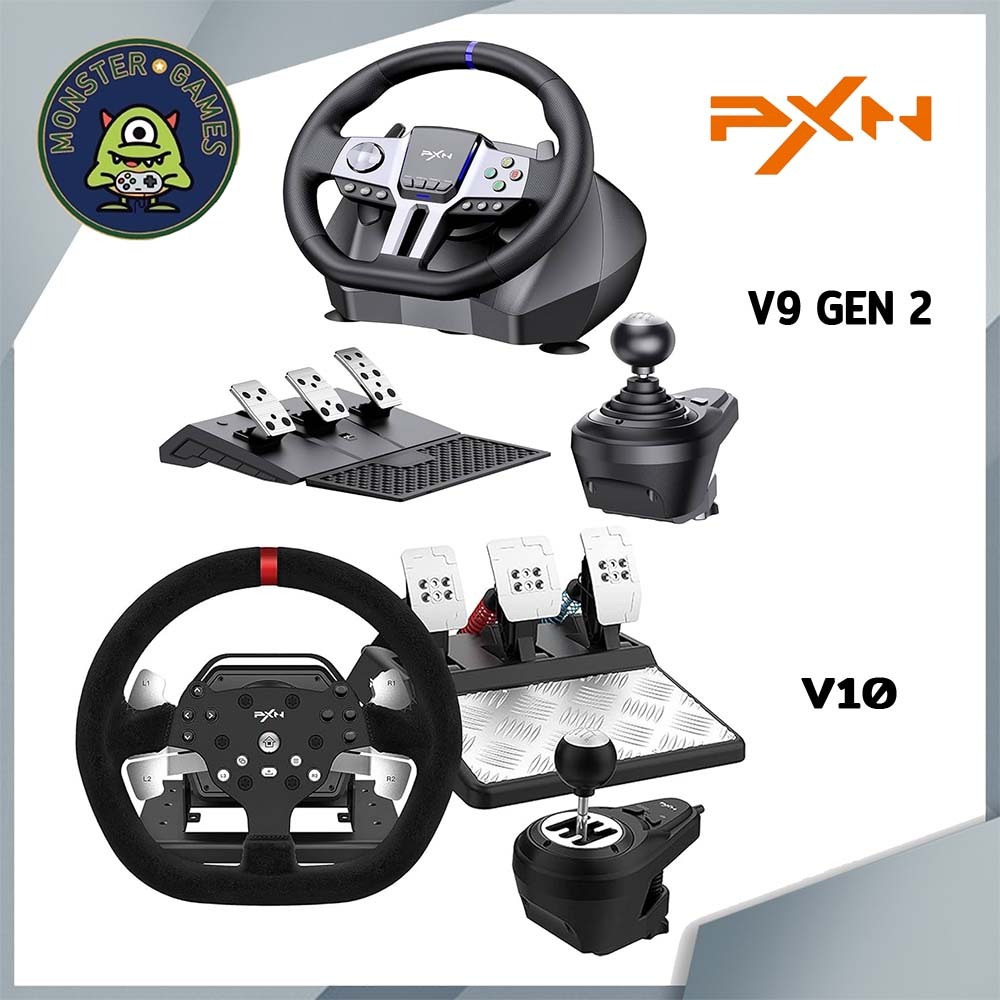 PXN V9 Gen2 / PXN V10 ชุดจอยพวงมาลัยพร้อมเกียร์ PC,PS4,Xbox one,Xbox Series X/S (จอยพวงมาลัย PS4)(พว