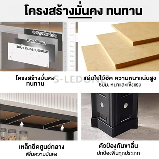 ชั้นวางของ 3/4/5/6ชั้น สแตนเลส+ไม้ 100/120/150/180cm แข็งแรง ทนทาน เหล็กแข็งแรง kitchen shelf