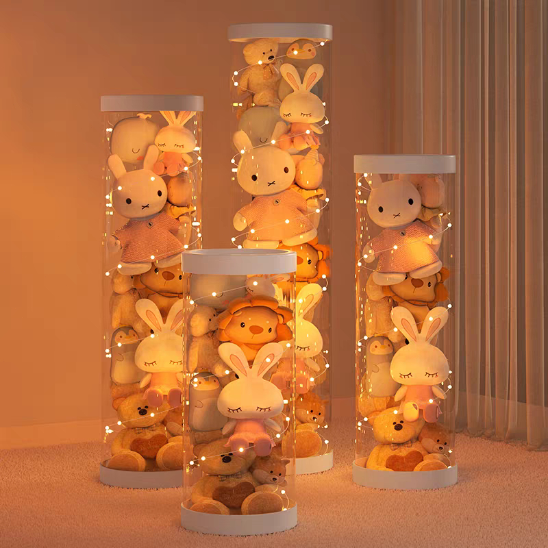 Tidy Tots ถังเก็บตุ๊กตาแบบใส มีซิปและกระดุม ผลิตจาก PET+PP ทรงกระบอก ปลอดภัย พร้อมจัดส่งได้ทันที ทรงกระบอก รูปที่ 8