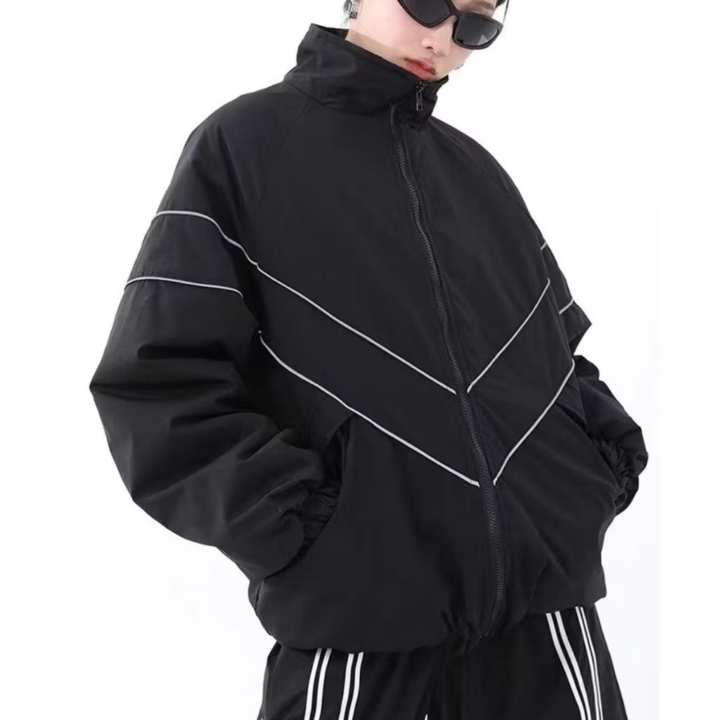 လက်ရှည် အင်္ကျီဂျက်ကက် (Windbreaker) လေတိုက်ကာ ဖက်ရှင် ဆောင်းဦးရာသီ—ယောက်ျား/မိန်းမ အတွက် (လาย V) ထိုင်းက ပို့