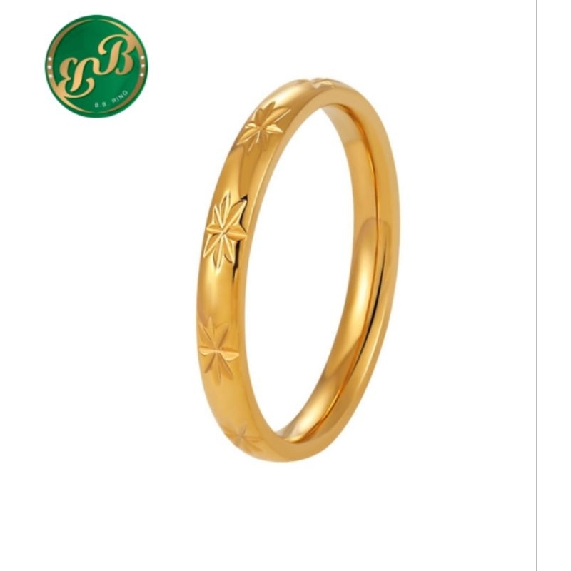 BBแหวนสแตนเลสทรงปล้องหน้า2.5mmลายสลัก