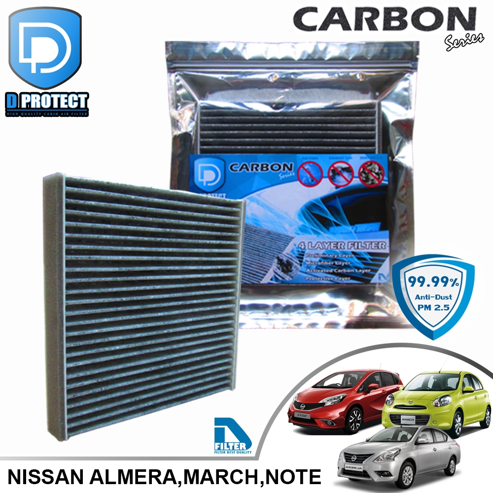กรองแอร์ Nissan นิสสัน อัลเมร่า,มาร์ช Almera 2010-19,March,Note คาร์บอน (Carbon Series) RB024N-CARBON