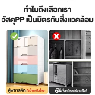 MULI ลิ้นชัก ลิ้นชักใส่เสื้อผ้า 4/5/6ชั้น วัสดุ PP ตู้เก็บของขนาดใหญ่ ชั้นความจุขนาดใหญ่ มีล้อเลื่อน