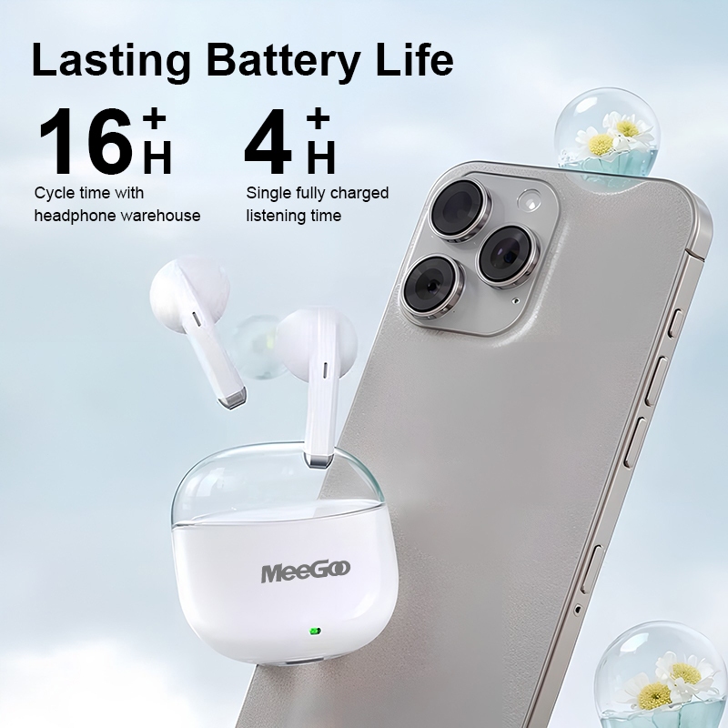 MeeGoo หูฟังบลูทูธไร้สาย TWS Bluetooth 5.4 ตัดเสียงรบกวน ขนาดเล็ก ใส่โดยไม่เจ็บ เปิดฝาเชื่อมต่อทันที