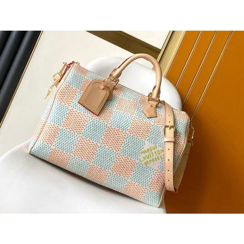 LOUIS VUITTON Speedy 40 กระเป๋าสะพายไหล่ ผ้าเคลือบและหนัง กระเป๋าถือ กระเป๋าเดินทาง N40689  714