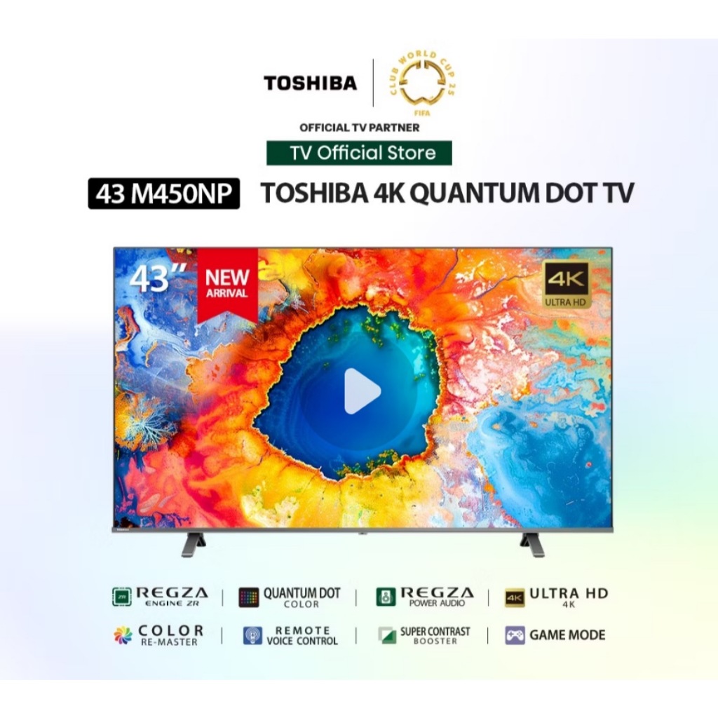 TOSHIBA ทีวี 43M450NP สมาร์ททีวี 43 นิ้ว 4K VIDAA UHD QLED รุ่น 43M450NP ปี 2024