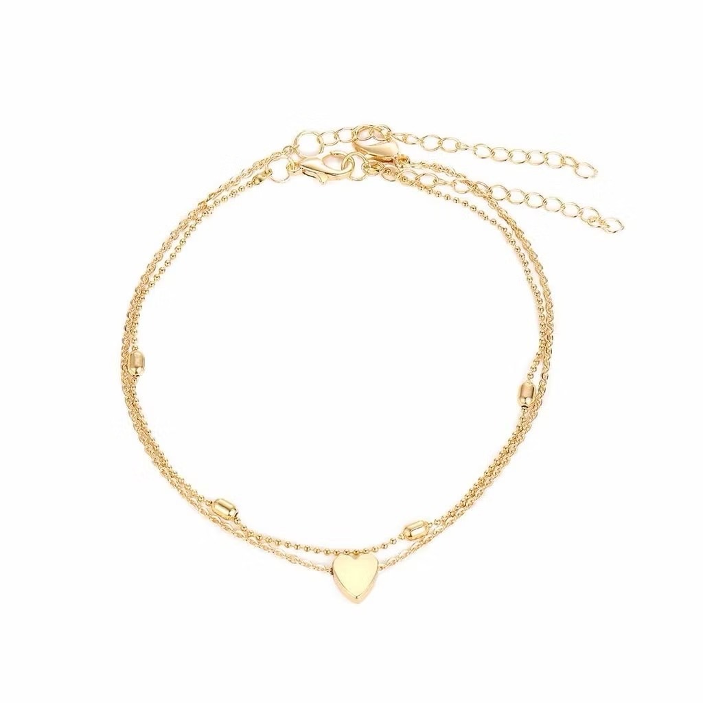 สร้อยข้อเท้า สองชั้น สร้อยข้อเท้า รัก ชายหาด สไตล์ยุโรป อเมริกัน เรียบง่าย ขายดี L303 - รูปที่ 4