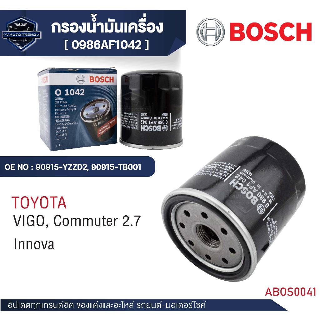 Bosch กรองน้ำมันเครื่อง รหัส O 1042 TOYOTA รุ่น VIGO, Commuter 2.7, Innova / 0986AF1042