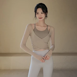 ✨เพิ่มสีใหม่✨ArayaLady เสื้อโยคะ 2 in 1 เสื้อคลุมบราแขนยาวผ้าซีทรู+สปอร์ตบราสายเดี่ยว DZMC07301 / JYMC221