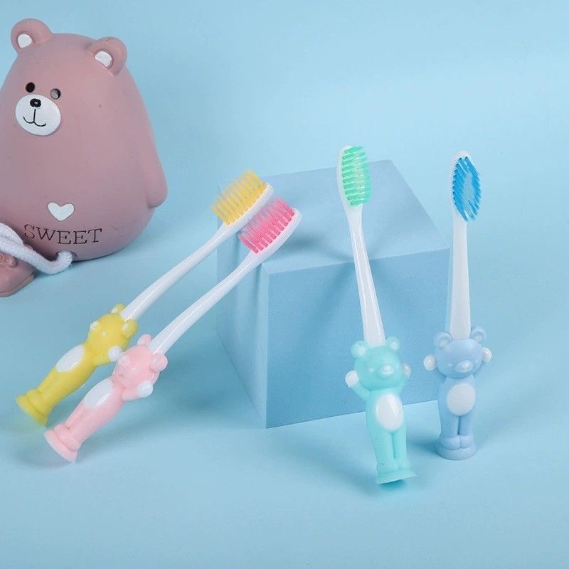 🐻1แถม1🐰แปรงสีฟันเด็ก วางตั้งได้ มีฝาครอบกันฝุ่น - รูปที่ 4