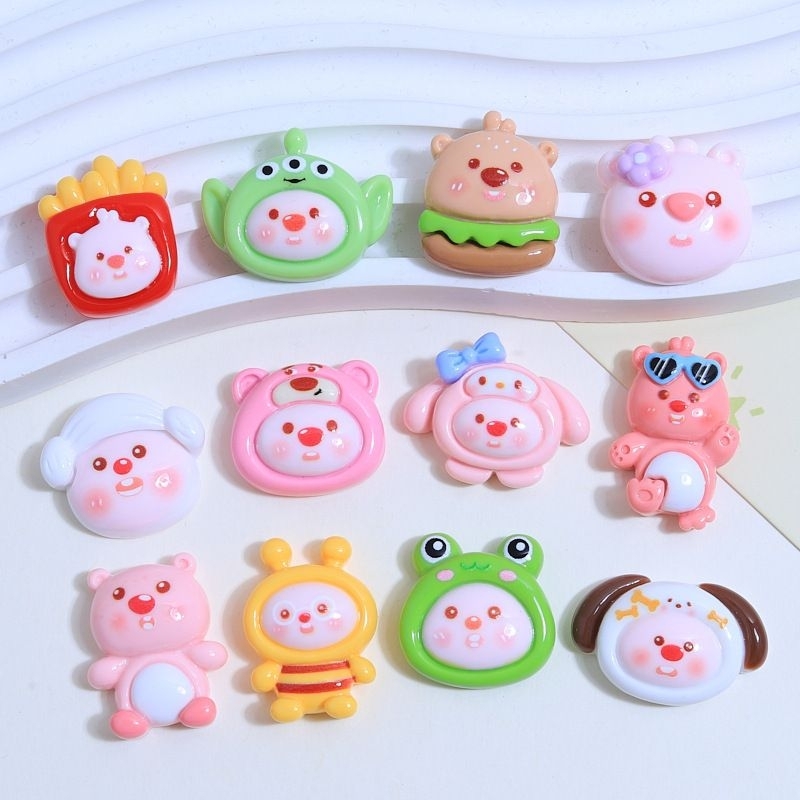 10ชิ้นคละแบบซ้ำ**ตัวการ์ตูนน่ารักเรซิ่นdiy เรซิ่นของตกแต่ง งานฝีมือน่ารักๆ
