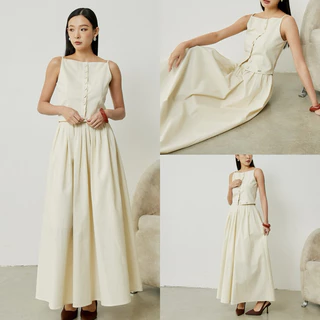 Swana.ss - Aira linen set “ XS-2XL (ทั้งชุด) 🤎🍯 ชุดเซทเสื้อสายเดี่ยวเดี่ยว + กระโปรงยาว