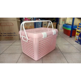 ตะกร้าใส่แมวมีฝาปิดขนาดใหญ่ที่สุดสีพาสเทลsize XXL,ตะกร้าใบใหญ่ 43x55x35ซม.(วัดภายนอกรวมฝาและด้ามจับ)
