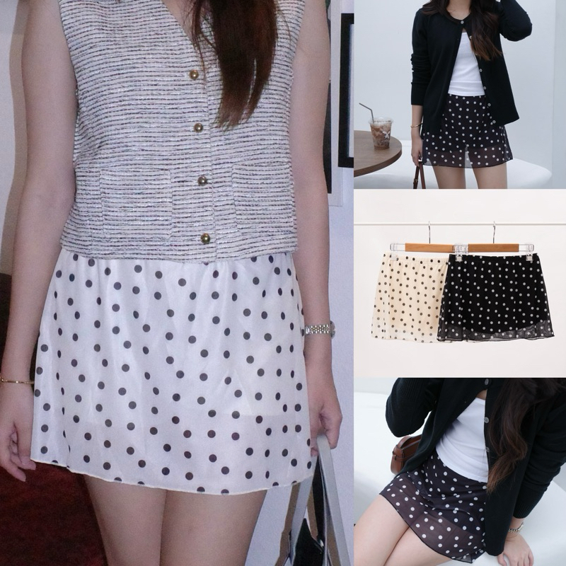 ((พร้อมส่ง)) - กระโปรงลายจุด polka dot skirt - Tep's store