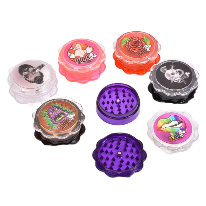 ใหม่ ที่บดสมุนไพร Grinder 60mm BROS 3D Grinder ที่บดกัญ ที่บดเครื่องเทศ บดละเอียด ใช้งานง่าย ราคาถูก