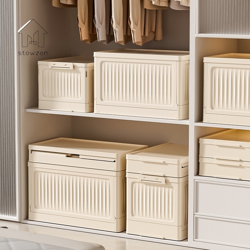 JIVARA กล่องใส่เสื้อผ้า กล่องเก็บของพับเก็บได้ เก็บของอเนกประสงค์ กันความชื้น มีซ้อนได้ ความจุขนาดให