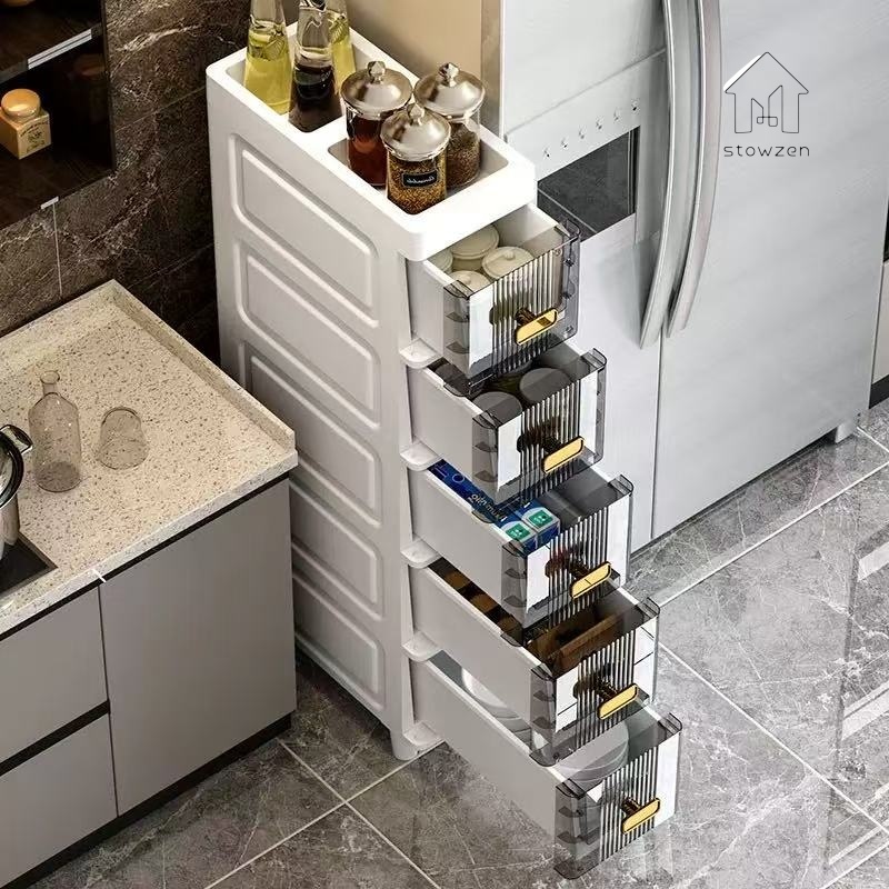 JIVARA กล่องเก็บของ ชั้นวางของในที่แคบ กันน้ำกันฝุ่น กล่องพลาสติกจัดเก็บเอนกประสงค์ กล่องเก็บของ